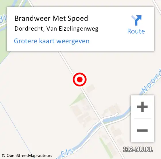 Locatie op kaart van de 112 melding: Brandweer Met Spoed Naar Dordrecht, Van Elzelingenweg op 28 november 2022 20:04