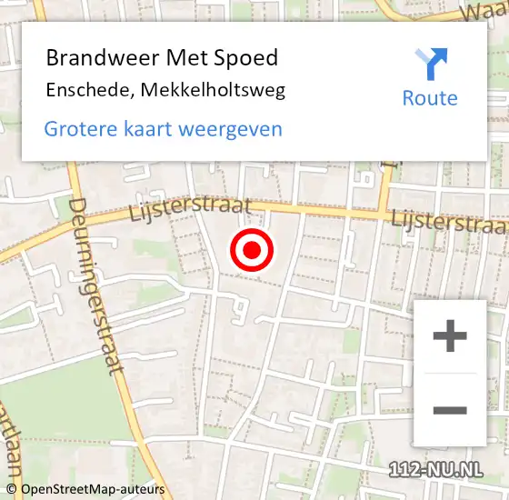 Locatie op kaart van de 112 melding: Brandweer Met Spoed Naar Enschede, Mekkelholtsweg op 28 november 2022 20:25