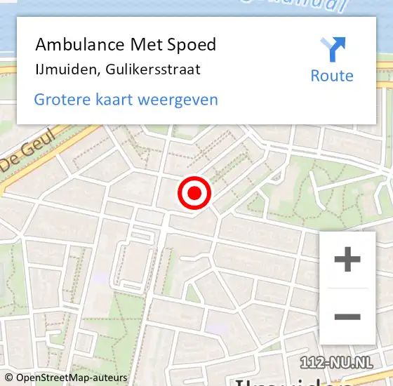 Locatie op kaart van de 112 melding: Ambulance Met Spoed Naar IJmuiden, Gulikersstraat op 28 november 2022 20:31