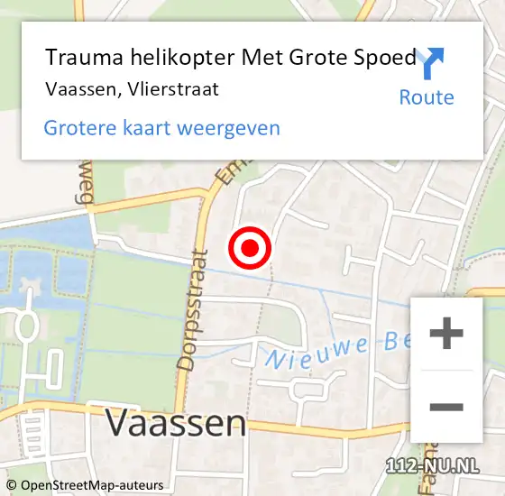 Locatie op kaart van de 112 melding: Trauma helikopter Met Grote Spoed Naar Vaassen, Vlierstraat op 28 november 2022 20:43