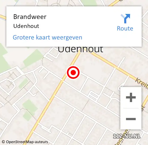 Locatie op kaart van de 112 melding: Brandweer Udenhout op 28 november 2022 21:11