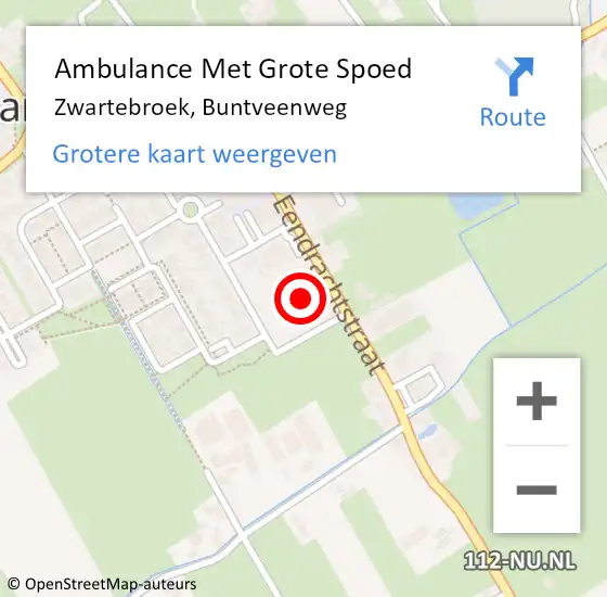 Locatie op kaart van de 112 melding: Ambulance Met Grote Spoed Naar Zwartebroek, Buntveenweg op 28 november 2022 21:19