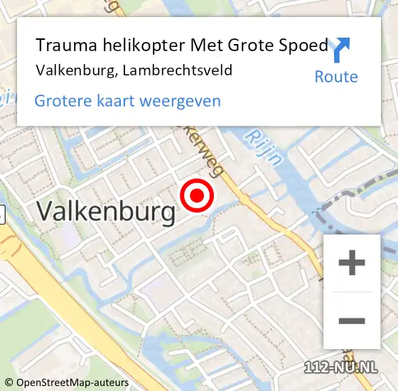 Locatie op kaart van de 112 melding: Trauma helikopter Met Grote Spoed Naar Valkenburg, Lambrechtsveld op 28 november 2022 21:54