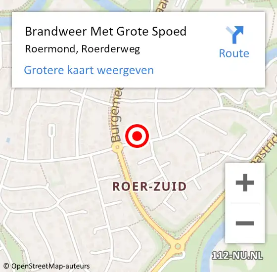 Locatie op kaart van de 112 melding: Brandweer Met Grote Spoed Naar Roermond, Roerderweg op 28 november 2022 21:58