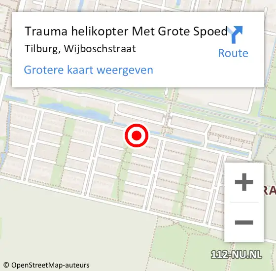 Locatie op kaart van de 112 melding: Trauma helikopter Met Grote Spoed Naar Tilburg, Wijboschstraat op 28 november 2022 22:26