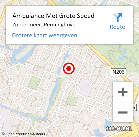 Locatie op kaart van de 112 melding: Ambulance Met Grote Spoed Naar Zoetermeer, Penninghove op 28 november 2022 23:03