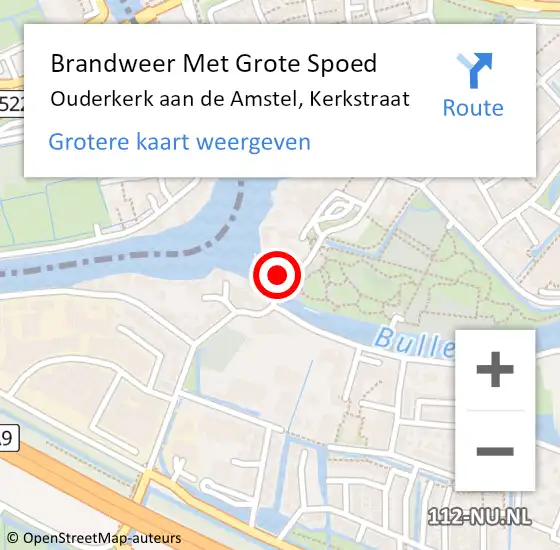 Locatie op kaart van de 112 melding: Brandweer Met Grote Spoed Naar Ouderkerk aan de Amstel, Kerkstraat op 10 oktober 2013 17:45