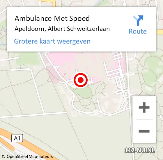 Locatie op kaart van de 112 melding: Ambulance Met Spoed Naar Apeldoorn, Albert Schweitzerlaan op 29 november 2022 00:06