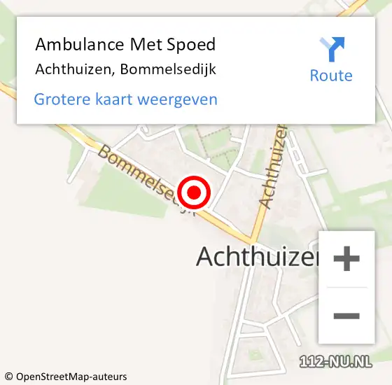 Locatie op kaart van de 112 melding: Ambulance Met Spoed Naar Achthuizen, Bommelsedijk op 29 november 2022 00:19