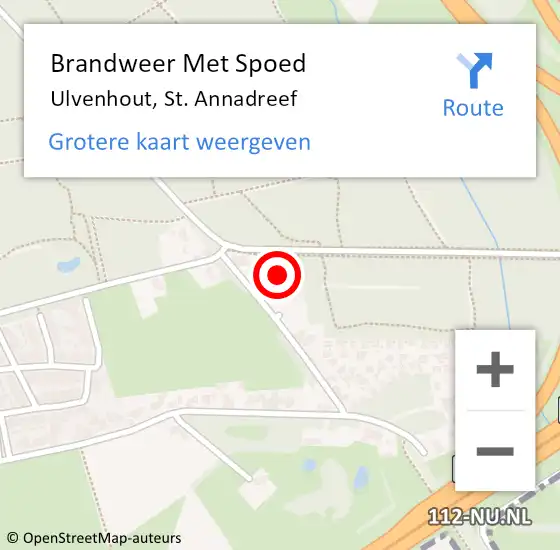 Locatie op kaart van de 112 melding: Brandweer Met Spoed Naar Ulvenhout, St. Annadreef op 29 november 2022 00:27