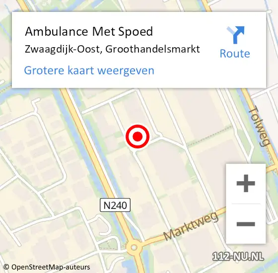 Locatie op kaart van de 112 melding: Ambulance Met Spoed Naar Zwaagdijk-Oost, Groothandelsmarkt op 29 november 2022 00:43
