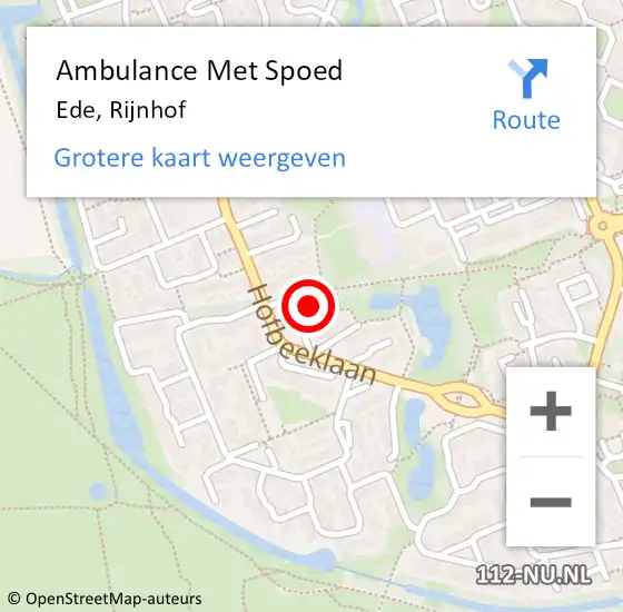 Locatie op kaart van de 112 melding: Ambulance Met Spoed Naar Ede, Rijnhof op 29 november 2022 00:53