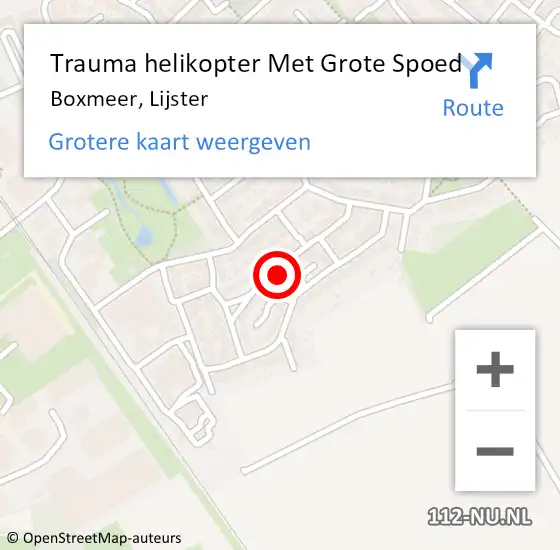 Locatie op kaart van de 112 melding: Trauma helikopter Met Grote Spoed Naar Boxmeer, Lijster op 29 november 2022 01:51