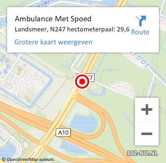 Locatie op kaart van de 112 melding: Ambulance Met Spoed Naar Landsmeer, N247 hectometerpaal: 29,6 op 29 november 2022 02:55