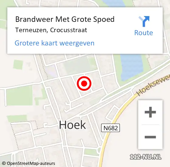 Locatie op kaart van de 112 melding: Brandweer Met Grote Spoed Naar Terneuzen, Crocusstraat op 29 november 2022 03:57