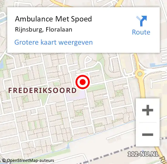 Locatie op kaart van de 112 melding: Ambulance Met Spoed Naar Rijnsburg, Floralaan op 29 november 2022 05:01