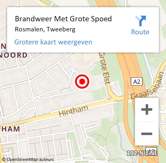 Locatie op kaart van de 112 melding: Brandweer Met Grote Spoed Naar Rosmalen, Tweeberg op 29 november 2022 05:07