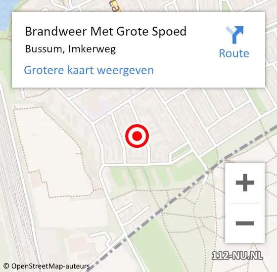 Locatie op kaart van de 112 melding: Brandweer Met Grote Spoed Naar Bussum, Imkerweg op 29 november 2022 05:28