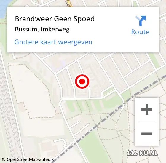 Locatie op kaart van de 112 melding: Brandweer Geen Spoed Naar Bussum, Imkerweg op 29 november 2022 05:39