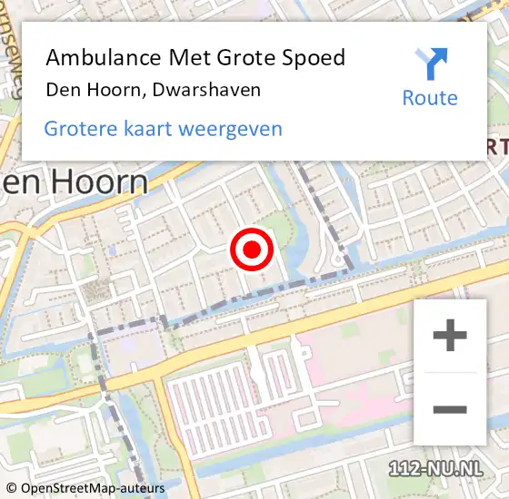 Locatie op kaart van de 112 melding: Ambulance Met Grote Spoed Naar Den Hoorn, Dwarshaven op 29 november 2022 06:15