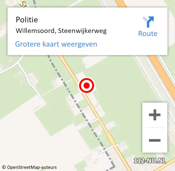 Locatie op kaart van de 112 melding: Politie Willemsoord, Steenwijkerweg op 29 november 2022 06:31