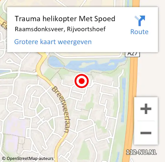 Locatie op kaart van de 112 melding: Trauma helikopter Met Spoed Naar Raamsdonksveer, Rijvoortshoef op 29 november 2022 06:51