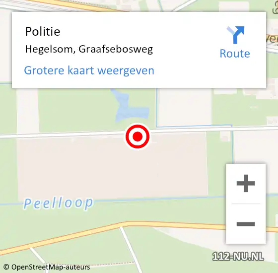 Locatie op kaart van de 112 melding: Politie Hegelsom, Graafsebosweg op 29 november 2022 07:04