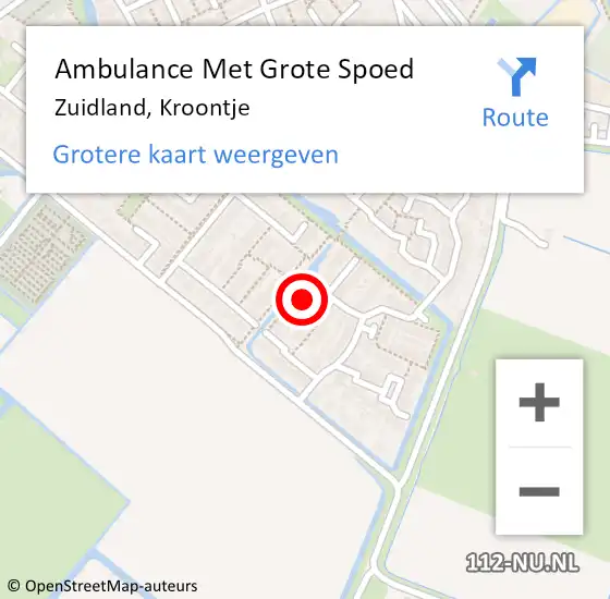 Locatie op kaart van de 112 melding: Ambulance Met Grote Spoed Naar Zuidland, Kroontje op 29 november 2022 07:08