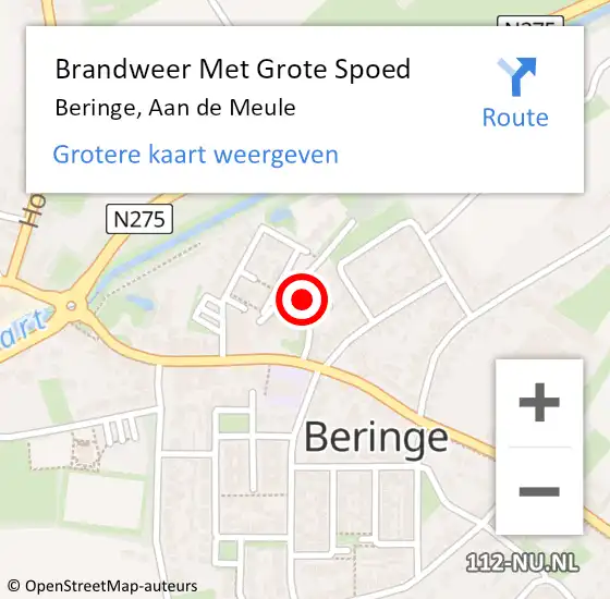 Locatie op kaart van de 112 melding: Brandweer Met Grote Spoed Naar Beringe, Aan de Meule op 29 november 2022 07:43