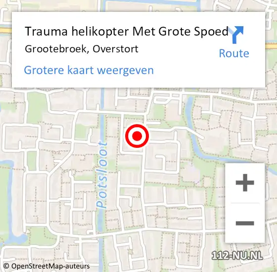 Locatie op kaart van de 112 melding: Trauma helikopter Met Grote Spoed Naar Grootebroek, Overstort op 29 november 2022 07:55
