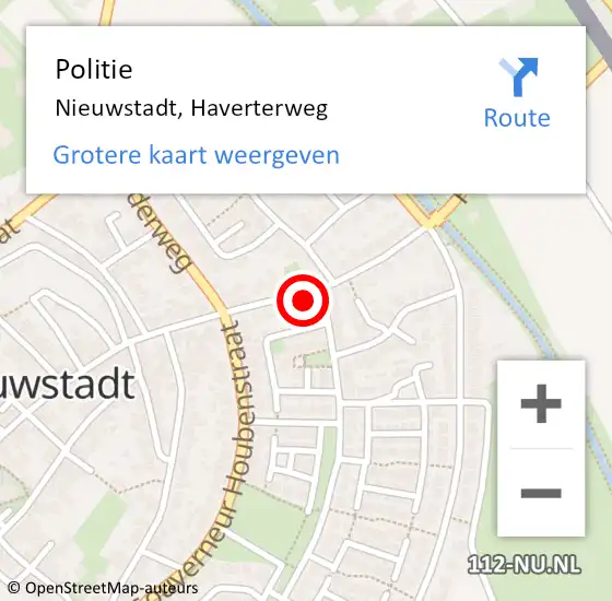 Locatie op kaart van de 112 melding: Politie Nieuwstadt, Haverterweg op 29 november 2022 08:20