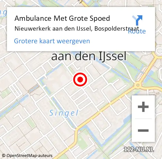 Locatie op kaart van de 112 melding: Ambulance Met Grote Spoed Naar Nieuwerkerk aan den IJssel, Bospolderstraat op 29 november 2022 08:21