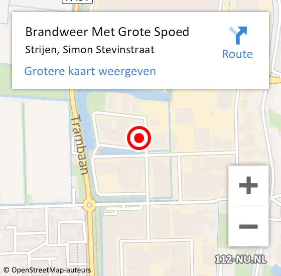 Locatie op kaart van de 112 melding: Brandweer Met Grote Spoed Naar Strijen, Simon Stevinstraat op 29 november 2022 08:31