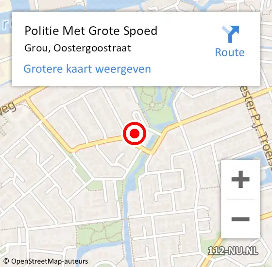 Locatie op kaart van de 112 melding: Politie Met Grote Spoed Naar Grou, Oostergoostraat op 29 november 2022 08:33