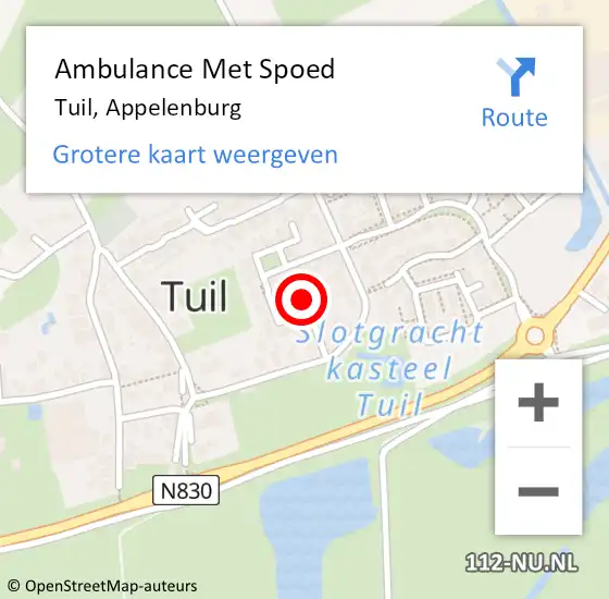 Locatie op kaart van de 112 melding: Ambulance Met Spoed Naar Tuil, Appelenburg op 29 november 2022 08:42