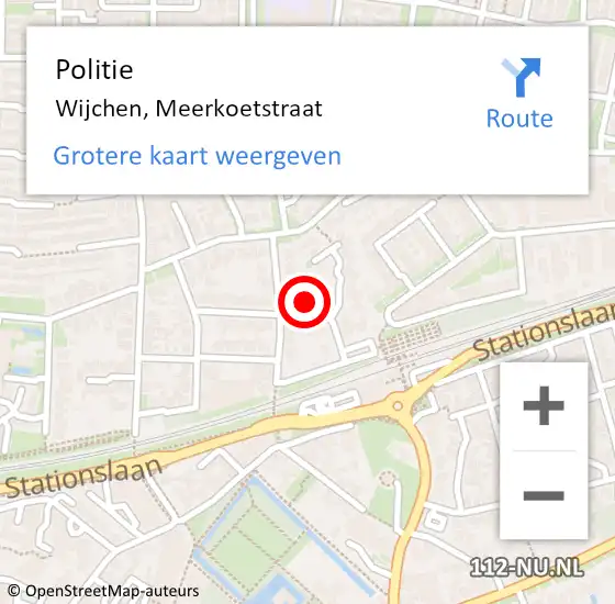 Locatie op kaart van de 112 melding: Politie Wijchen, Meerkoetstraat op 29 november 2022 08:46