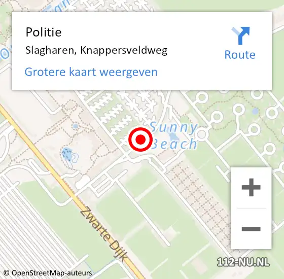 Locatie op kaart van de 112 melding: Politie Slagharen, Knappersveldweg op 29 november 2022 08:47