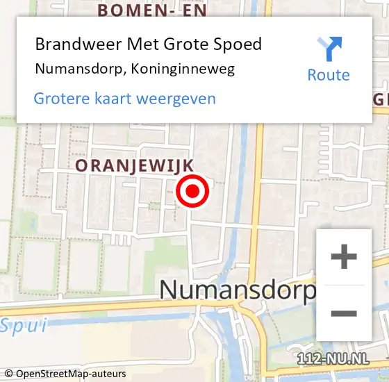 Locatie op kaart van de 112 melding: Brandweer Met Grote Spoed Naar Numansdorp, Koninginneweg op 29 november 2022 08:51