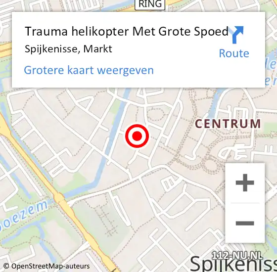 Locatie op kaart van de 112 melding: Trauma helikopter Met Grote Spoed Naar Spijkenisse, Markt op 29 november 2022 09:13