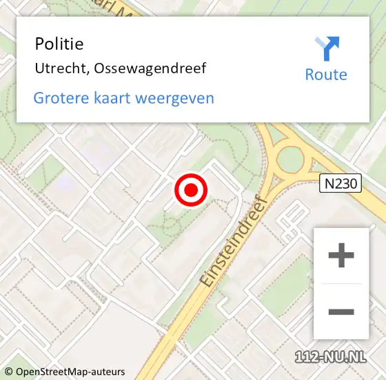 Locatie op kaart van de 112 melding: Politie Utrecht, Ossewagendreef op 29 november 2022 09:15