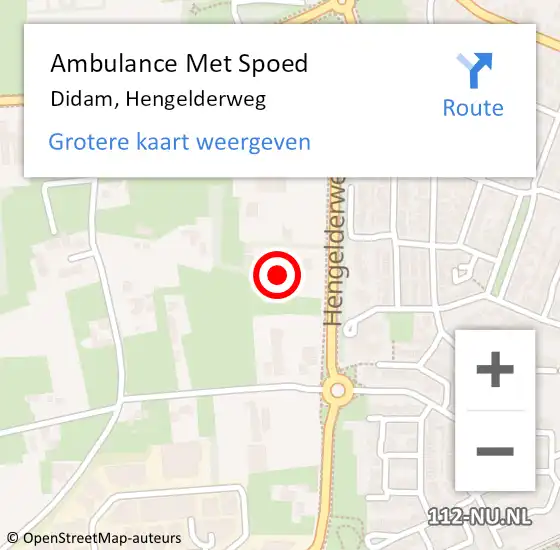 Locatie op kaart van de 112 melding: Ambulance Met Spoed Naar Didam, Hengelderweg op 29 november 2022 09:49