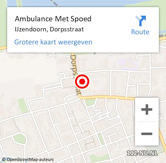 Locatie op kaart van de 112 melding: Ambulance Met Spoed Naar IJzendoorn, Dorpsstraat op 29 november 2022 10:19