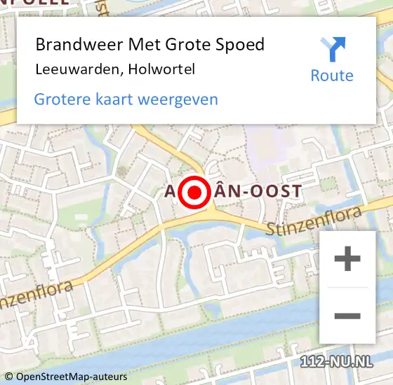 Locatie op kaart van de 112 melding: Brandweer Met Grote Spoed Naar Leeuwarden, Holwortel op 29 november 2022 10:35