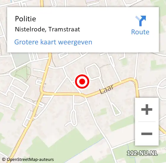 Locatie op kaart van de 112 melding: Politie Nistelrode, Tramstraat op 29 november 2022 10:46