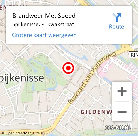 Locatie op kaart van de 112 melding: Brandweer Met Spoed Naar Spijkenisse, P. Kwakstraat op 29 november 2022 10:50