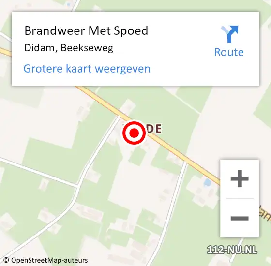 Locatie op kaart van de 112 melding: Brandweer Met Spoed Naar Didam, Beekseweg op 29 november 2022 11:02