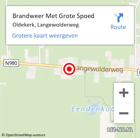 Locatie op kaart van de 112 melding: Brandweer Met Grote Spoed Naar Oldekerk, Langewolderweg op 29 november 2022 11:44