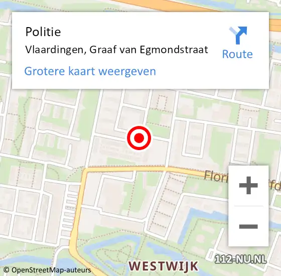 Locatie op kaart van de 112 melding: Politie Vlaardingen, Graaf van Egmondstraat op 29 november 2022 12:00