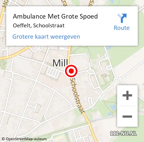 Locatie op kaart van de 112 melding: Ambulance Met Grote Spoed Naar Oeffelt, Schoolstraat op 29 november 2022 12:08