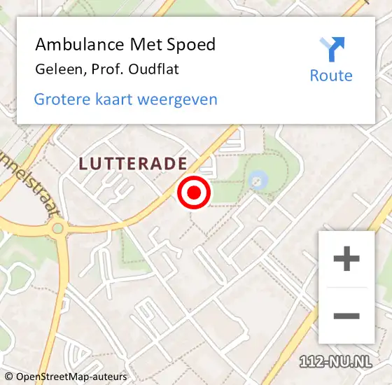 Locatie op kaart van de 112 melding: Ambulance Met Spoed Naar Geleen, Prof. Oudflat op 29 november 2022 12:18